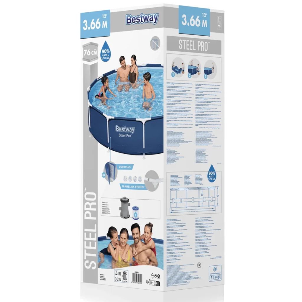 Basen ogrodowy stelażowy okrągły 366 × 76 cm Bestway